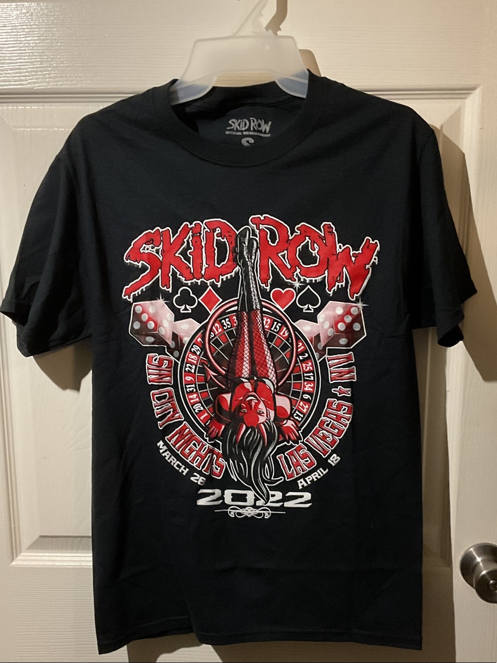 Skid Row Black Graphic Band Tee - Red & White Design